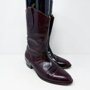 Vintage Avventura Mahogany Brown Leather Mid-Calf Boots Men's Size 9.5 Pull On